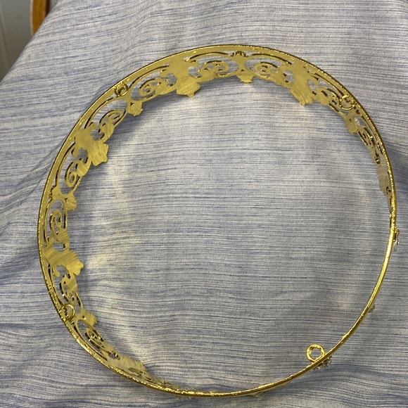 Gold Tone Full Around Metal Fleur-de-Lis Tiara - Picture 7 of 8